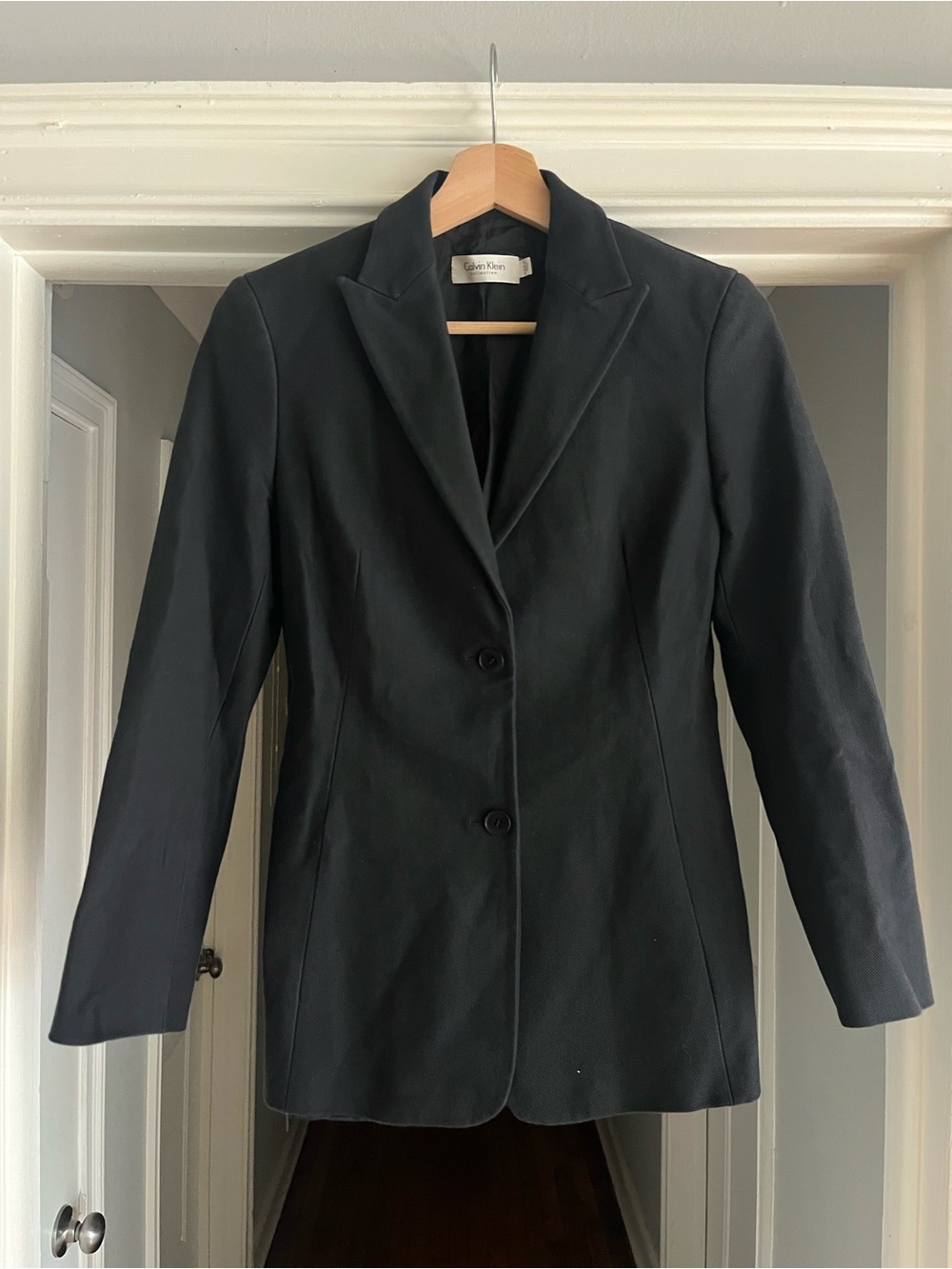 Calvin Klein Collection Made in Italy Black Women's Two-Button Tailored Blazer